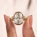 Old Mine Elongated Cushion Cut Lab Grown Diamond Engagement Ring in 14K Solid Gold