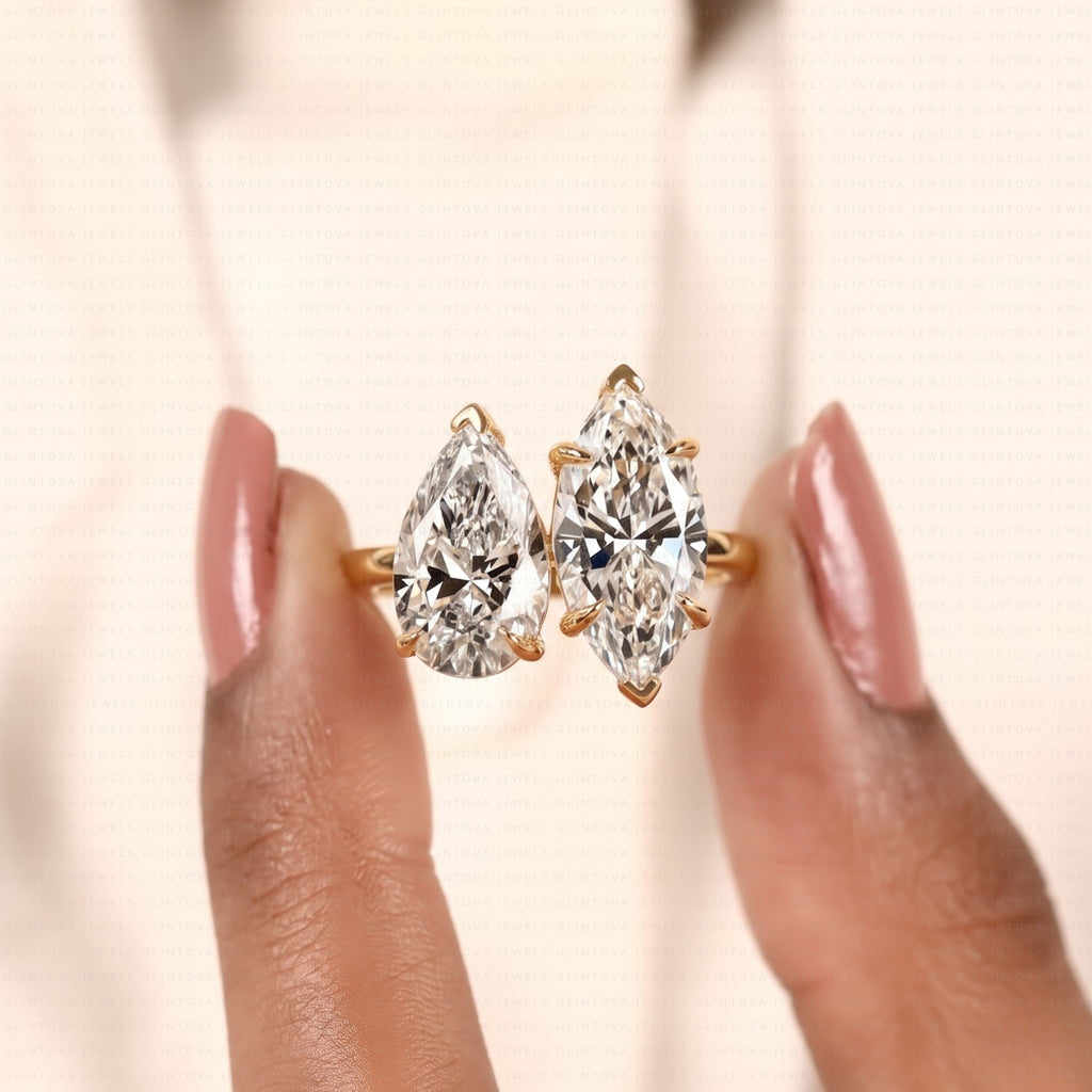 Pear & Marquise Cut Lab-Grown Diamond Toi-Et-Moi Engagement Ring