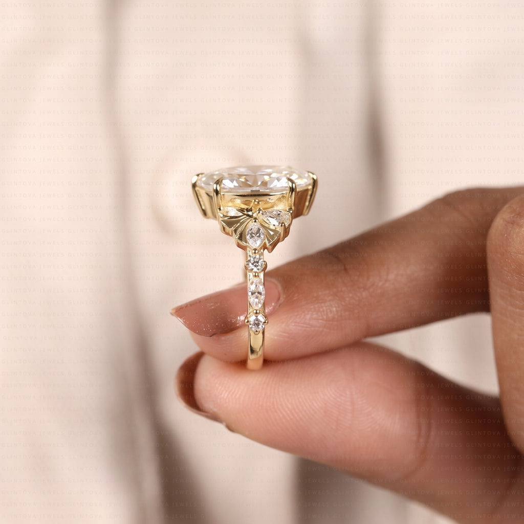 Marquise Cut Lab-Grown Diamond Engagement Ring in 14K Solid Gold