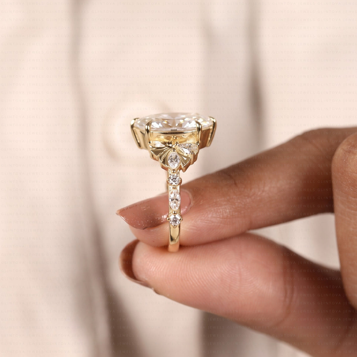 Marquise Cut Lab-Grown Diamond Engagement Ring in 14K Solid Gold