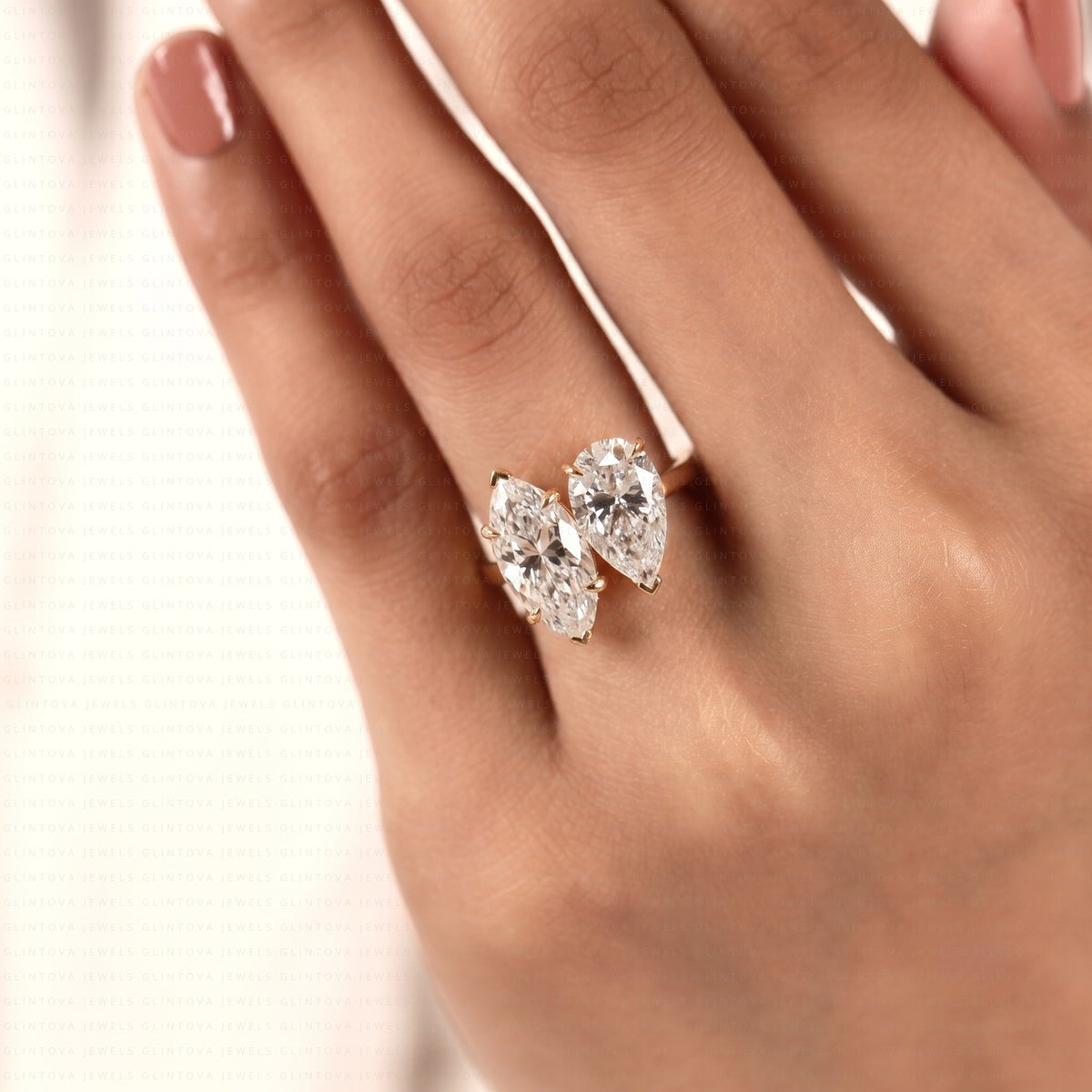 Pear & Marquise Cut Lab-Grown Diamond Toi-Et-Moi Engagement Ring