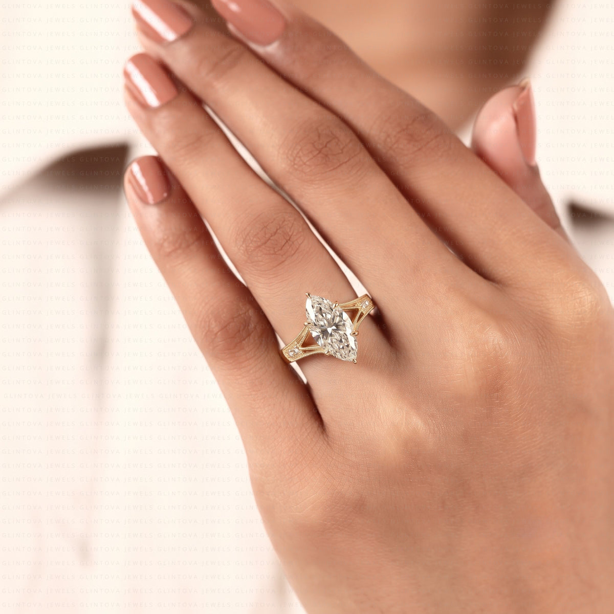 2 CT Marquise Lab-Grown Diamond Split Shank Ring