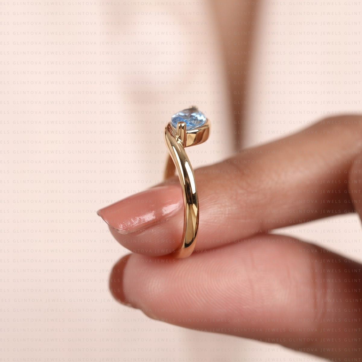 Fancy Blue Marquise Cut Lab-Grown Diamond Bypass Engagement Ring in 10K Solid Gold