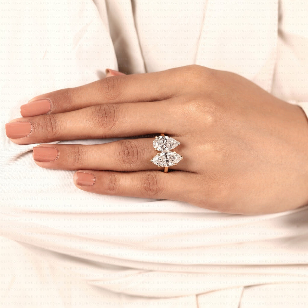 Pear & Marquise Cut Lab-Grown Diamond Toi-Et-Moi Engagement Ring