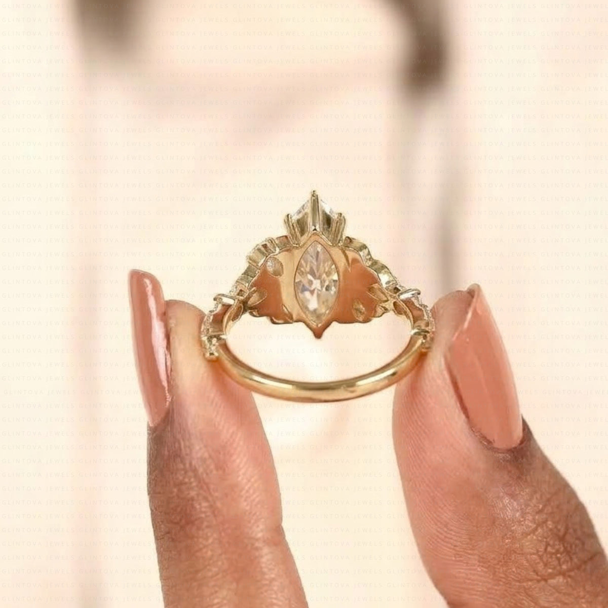 Marquise Cut Lab-Grown Diamond Engagement Ring in 14K Solid Gold
