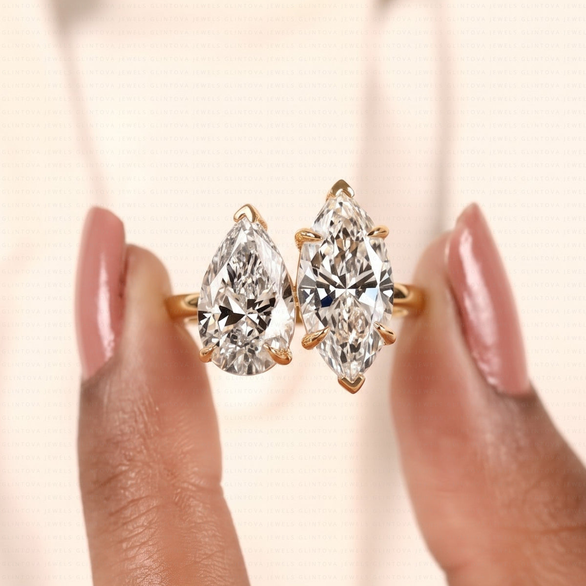 Pear & Marquise Cut Lab-Grown Diamond Toi-Et-Moi Engagement Ring