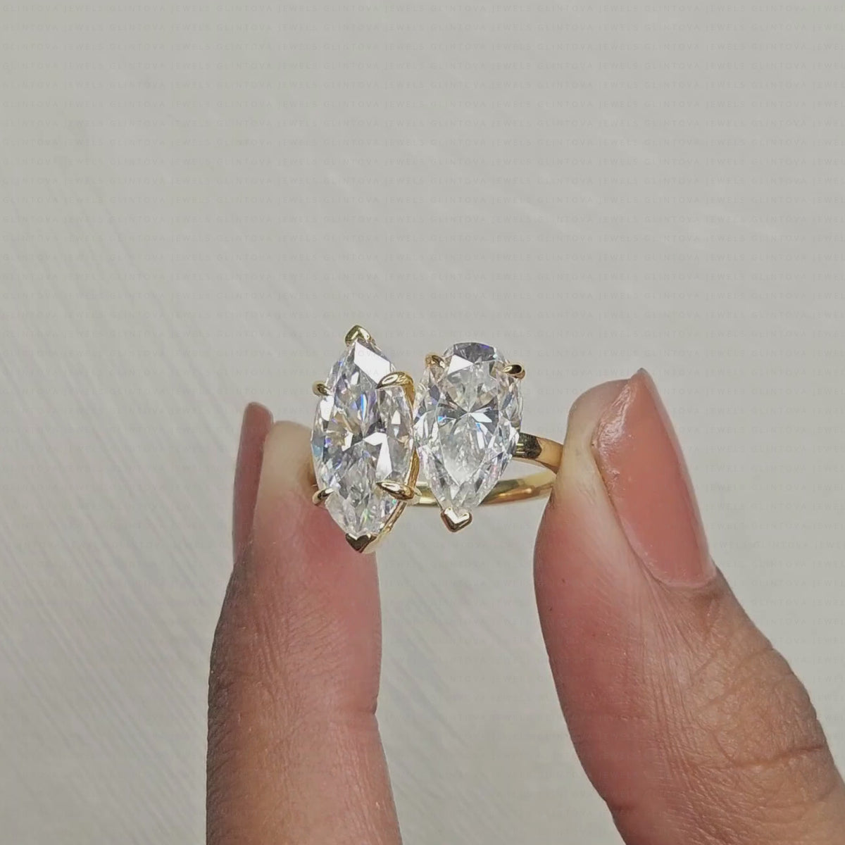 Pear & Marquise Cut Lab-Grown Diamond Toi-Et-Moi Engagement Ring